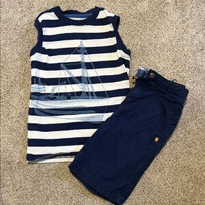 Gymboree Navy and White Striped Tank Top Set